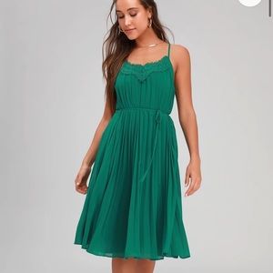 Lulus In Celebration Green Pleated Midi Dress
